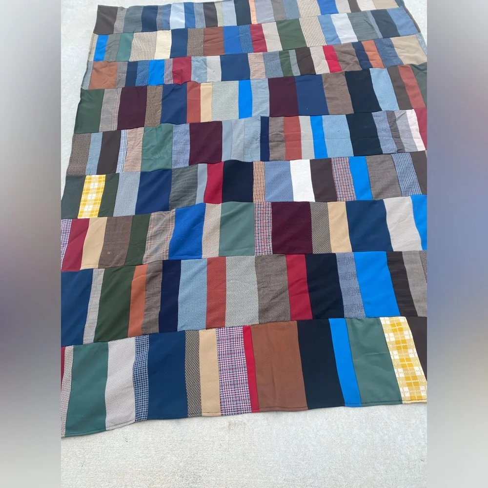 Vintage Men’s Suits Colorful Patchwork Quilt Blanket 65”/88” approx
